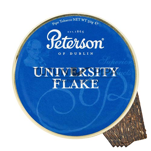 Cutie cu 50g tutun de Pipa Peterson University Flake cu aroma de prune