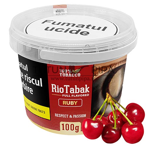 Tutun de pipa RioTabak Ruby cu aroma de cirese in galeata de 100g