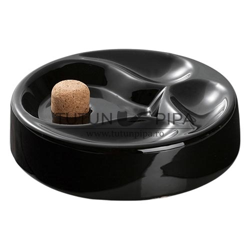 Scrumiera din ceramica de culoare neagra potrivita pentru 3 pipe Angelo Ceramic Black
